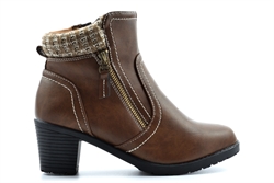 Lilley Womens Ankle Boots With Block Heel And Inside Zip Fastening Brown