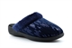 So Comfy Womens Megan Memory Foam Sequin Mule Slippers With Low Wedge Heel And Rubber Sole Navy Blue