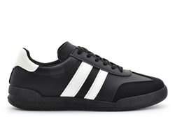 Dek Mens Kite Twin Stripe Retro Lace Up Trainers With Padded Textile Insole Black/White