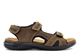 Roamers Mens Touch Fastening Sports Leather Sandals With Real Suede Insole Brown
