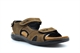 Roamers Mens Touch Fastening Sports Leather Sandals With Real Suede Insole Brown