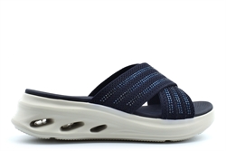 Cipriata Womens Elina Lightweight Cross Over Mule Sandals With Low Wedge Heel Navy