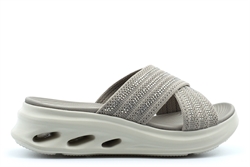 Cipriata Womens Elina Lightweight Cross Over Mule Sandals With Low Wedge Heel Grey