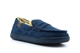 MAUJ Boys Moccasin Slippers Lightweight Slip On Carpet Slippers With Faux Fur Lining Navy