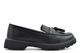Boulevard Womens Low Heel Tassel Loafers/Girls School Loafer Shoes Black