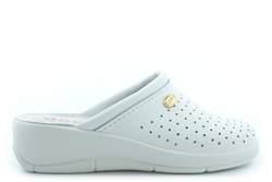 Dek Womens Lightweight Wedge Heel Clog Sandals With Real Leather Insole White