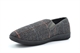 Zedzzz Mens Twin Gusset Slip On Carpet Slippers With Herringbone Textile Upper Grey