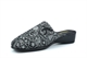 Sleepers Womens Priya Wedge Heel Slip On Mule Slippers With Brocade Textile Upper Black/Silver