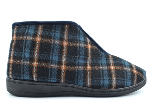 Sleepers Mens Travis Thermal Zip Fastening Bootee Slippers/Ankle Slippers/Boot Slippers Navy Blue