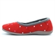 Sleepers Womens Isla Memory Foam Dotted Ballerina Slippers Red/Grey