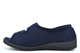 Sleepers Womens Dora Touch Fastening Memory Foam Wide Open Slippers With Rubber Sole Navy Blue
