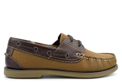 Dek Mens Leather Moccasin Boat Shoes With Non-Marking Anti-Shock Stitched Sole Nubuck Brown