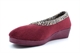Sleepers Womens Dawn Wedge Slip On Slippers With Knitted Lining And Rubber Sole Burgundy/Ocelot