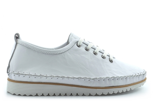 Mod Comfys Womens Softie Leather Casual Shoes With Leather Comfort Insole And Rubber Sole White