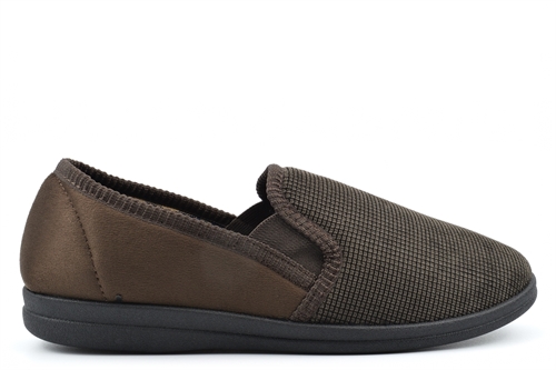 Sleepers Mens Harry Faux Suede Memory Foam Carpet Slippers Brown