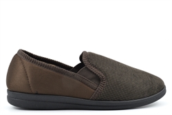 Sleepers Mens Harry Faux Suede Memory Foam Carpet Slippers Brown