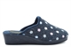 Sleepers Josephine Womens Wedge Slip On Mule Slippers With Wedge Heel And Rubber Sole Navy Floral
