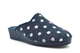 Sleepers Josephine Womens Wedge Slip On Mule Slippers With Wedge Heel And Rubber Sole Navy Floral