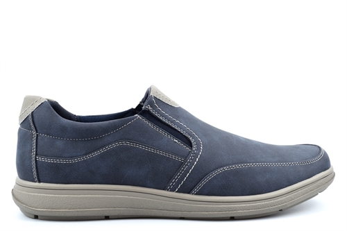 Scimitar Mens Twin Gusset Slip On Casual Shoes With Faux Leather Patch Detail Navy Blue