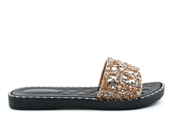 Reveal Love Your Look Womens Glitter High Sparkle Slider Mule Sandals Rose Gold