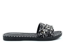 Reveal Love Your Look Womens Glitter High Sparkle Slider Mule Sandals Black