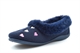 Sleepers Womens Daisy Memory Foam Slippers With Faux Fur Full Collar And Hearts Detail Navy Blue