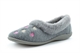 Sleepers Womens Daisy Memory Foam Slippers With Faux Fur Full Collar And Hearts Detail Grey