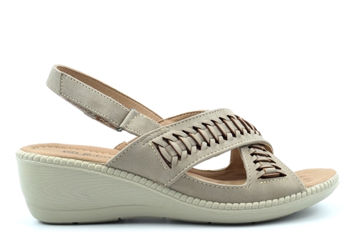 Boulevard Womens Crossover Slingback Wide Fit Sandals With Padded Insole Beige (E Fitting)
