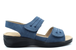 Boulevard Womens Twin Touch Fastening Lightweight Wedge Sandals With Padded Insole Navy Blue