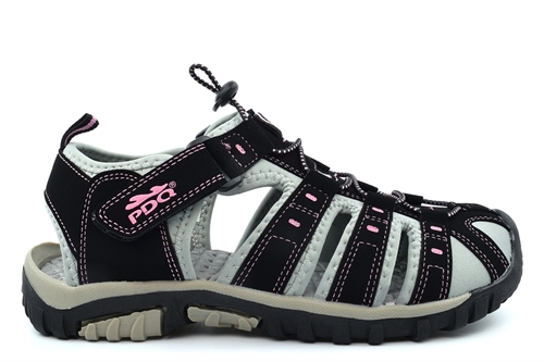 PDQ Womens Lightweight Sports Closed Toe Sandals With Toggle And Touch Fastening Black/Pink
