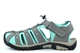 PDQ Womens Lightweight Sports Closed Toe Sandals With Toggle And Touch Fastening Grey/Mint