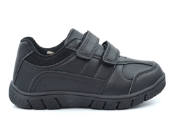 Wild Tribe Boys Charlie Touch Fastening Coated Leather School Shoes Black