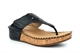 Cipriata Womens Corina Touch Fastening Toe Post Wedge Sandals With Deluxe Padded Insole Black