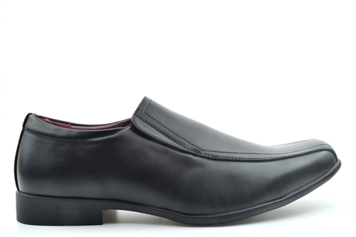 Route 21 Mens Twin Gusset Slip On Formal Shoes Boys School Shoes Black